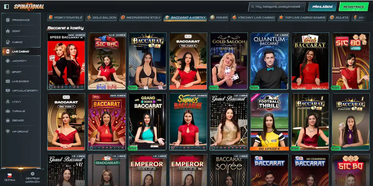 Živý bakarat ve Spinational Casino