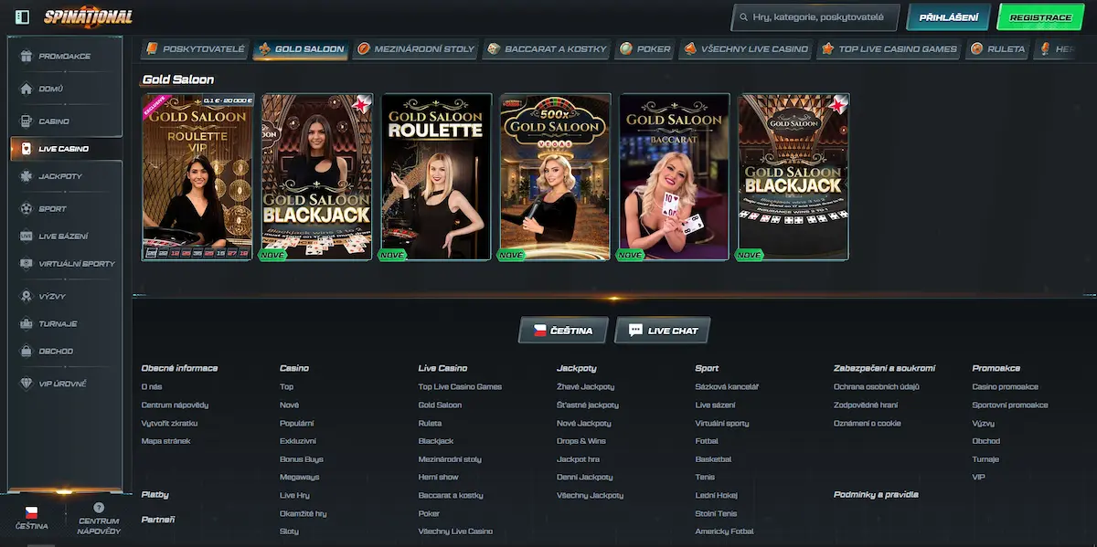 Tematický výherní automat Gold Saloon dostupný ve Spinational Casino