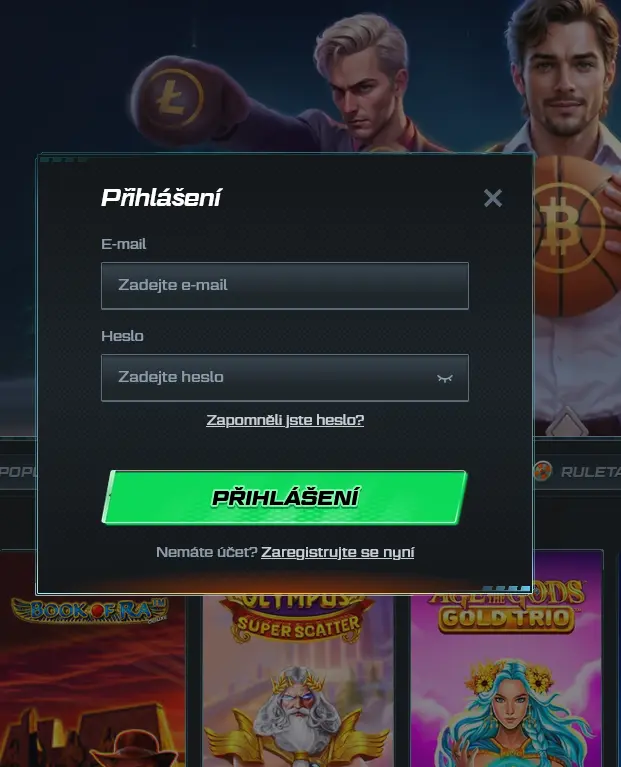 Přihlašovací formulář Spinational Casino